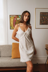 FRAYED SLIP DRESS