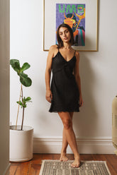 FRAYED SLIP DRESS