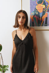 FRAYED SLIP DRESS