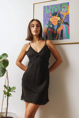 FRAYED SLIP DRESS